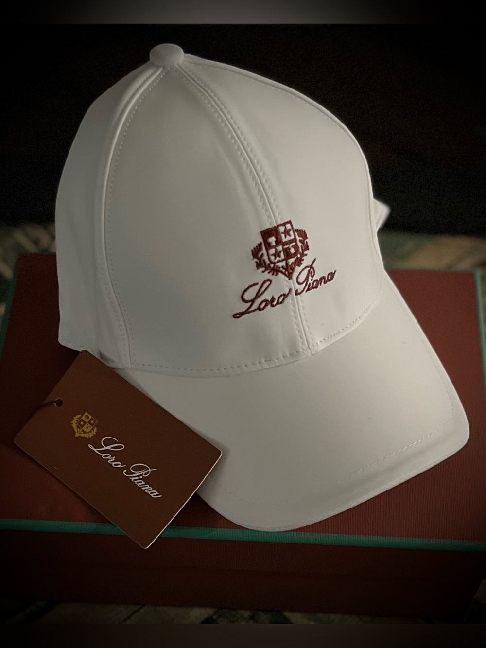 Loro Piana White Embroidered Crest Baseball Cap